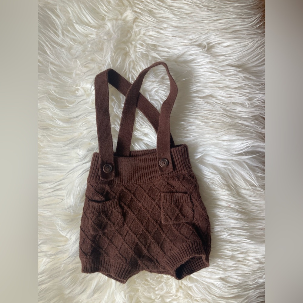 Brown Knit 100% cotton romper- Jamie Kay